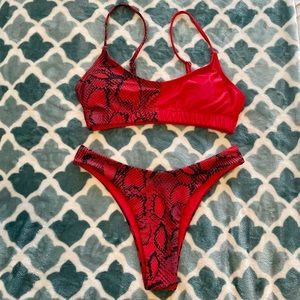 Snakeskin cheeky bikini set